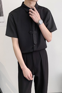 714A-C3056P40控59/2025夏季新款工作服衬衫潮流修身制服衬衣ktv图片