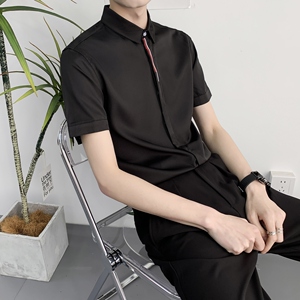 714A-9330P35控59/2025夏季新款修身简约工作服衬衫短袖衬衣潮图片