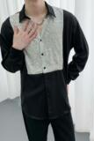 714A-H3033P55控88/2025秋暗黑衬衫发型师美容厅假两件亮片工作服，男装衬衫，星座714A（原电商C314）