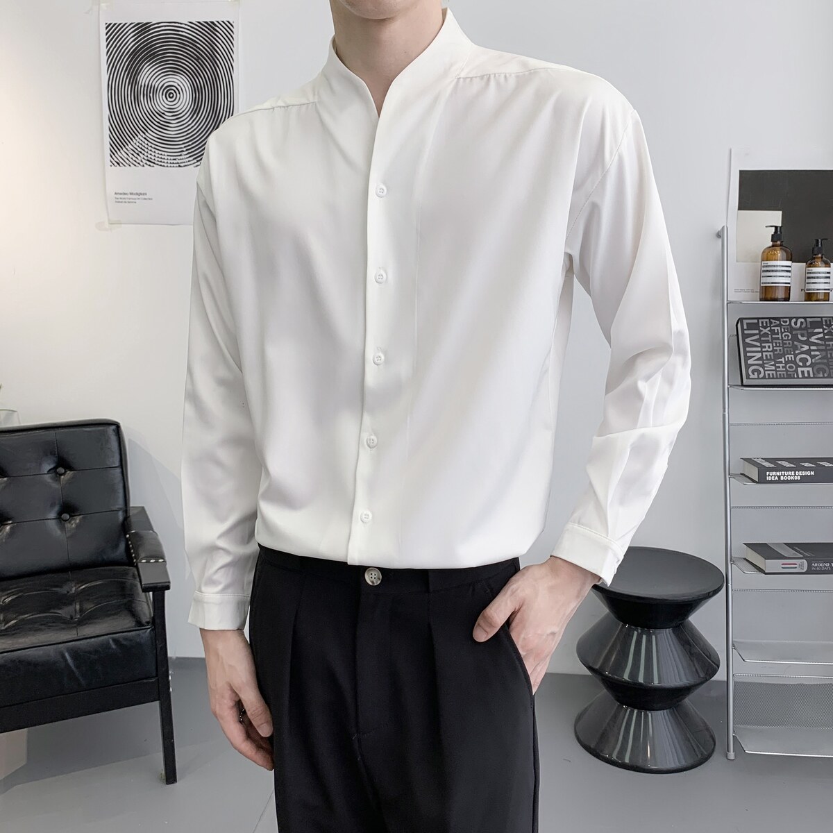 714A-D3041P45控69/2025春季新款日系宽松理发店工作服潮流衬衫,男装衬衫,星座714A（原电商C314）