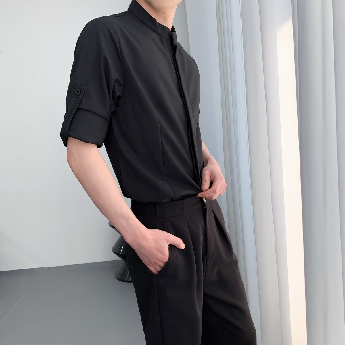 714A-D3071P45控69/2026春夏新款长袖短袖两穿工作服衬衫理发店,男装衬衫,星座714A（原电商C314）