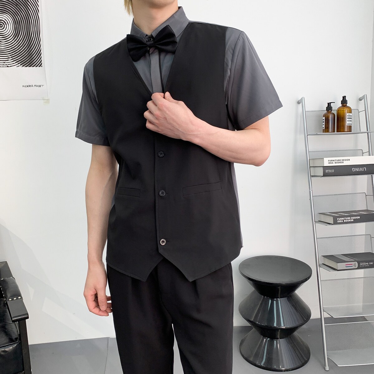 714A-H3083P55控79/2025夏季男女工作服衬衫假两件短袖衬衫ktv服,男装衬衫,星座714A（原电商C314）