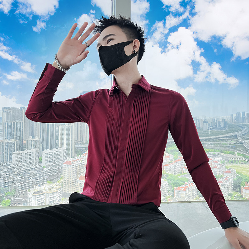 714A-9207P45控65/社会小伙2025春季修身衬衫团体制服衬衣伴郎服图片