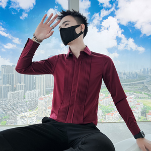 714A-9207P45控65/社会小伙2025春季修身衬衫团体制服衬衣伴郎服图片
