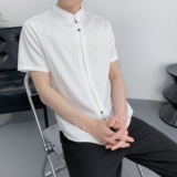 714A-C3074P40控59/2025夏季风立领短袖衬衫餐厅理发店工作服，男装衬衫，星座714A（原电商C314）