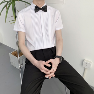 714A-9340P40控59/2025夏季新款工作服衬衫短袖衬衣礼服伴郎服图片
