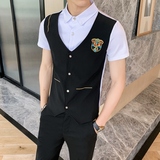 714-H669P55/店主风2025夏季发型师潮流短袖衬衫假两件制服S-5XL，男装T恤，星座714(原C313)