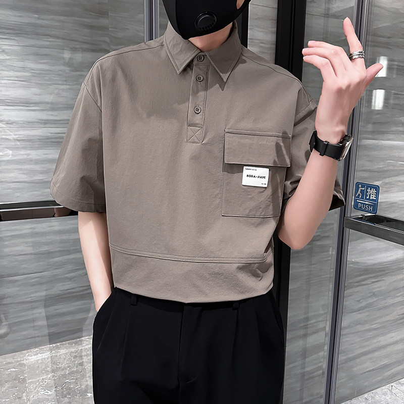 714A-G8030P85控135/2025夏季男士翻领T恤潮流宽松日系衬衫领tee,男装T恤,星座714A（原电商C314）