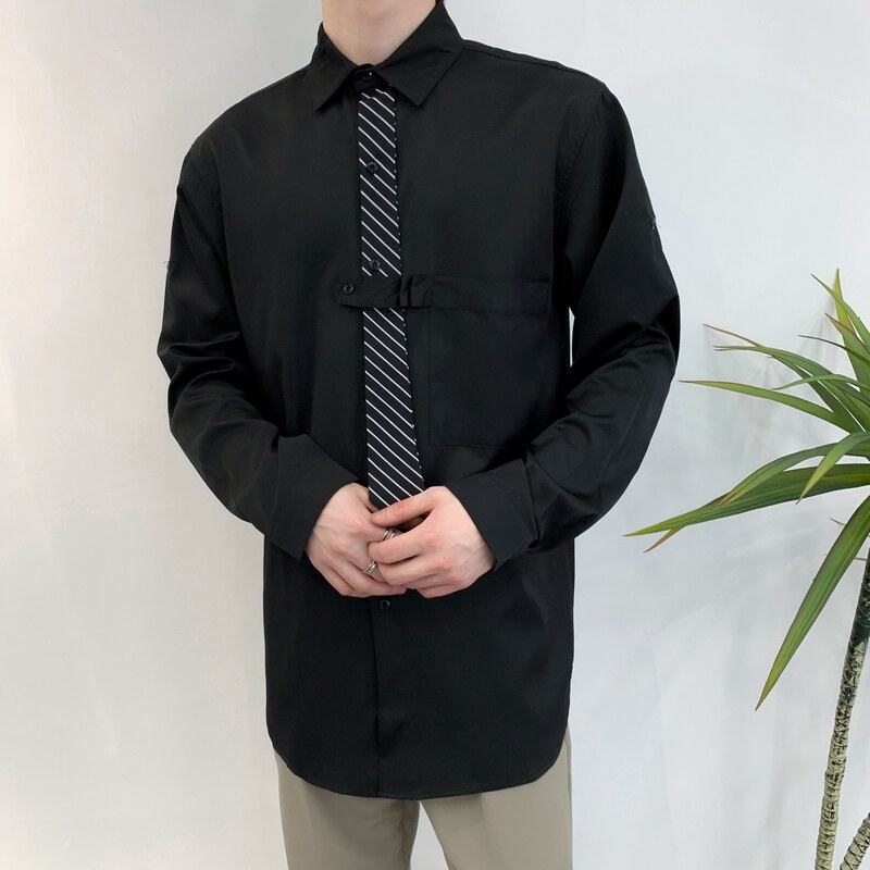 714A-H3009P55控88/2025秋季新款发型师工作服衬衫领带宽松衬衣,男装衬衫,星座714A（原电商C314）