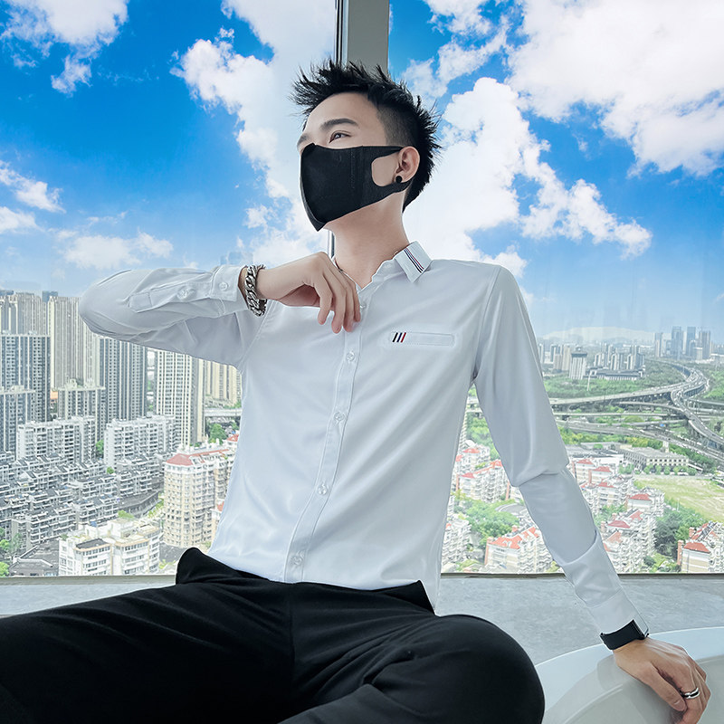 714A-D05P45控65/2025春季男士简约三色刺绣衬衫修身工作服衬衣,男装衬衫,星座714A（原电商C314）