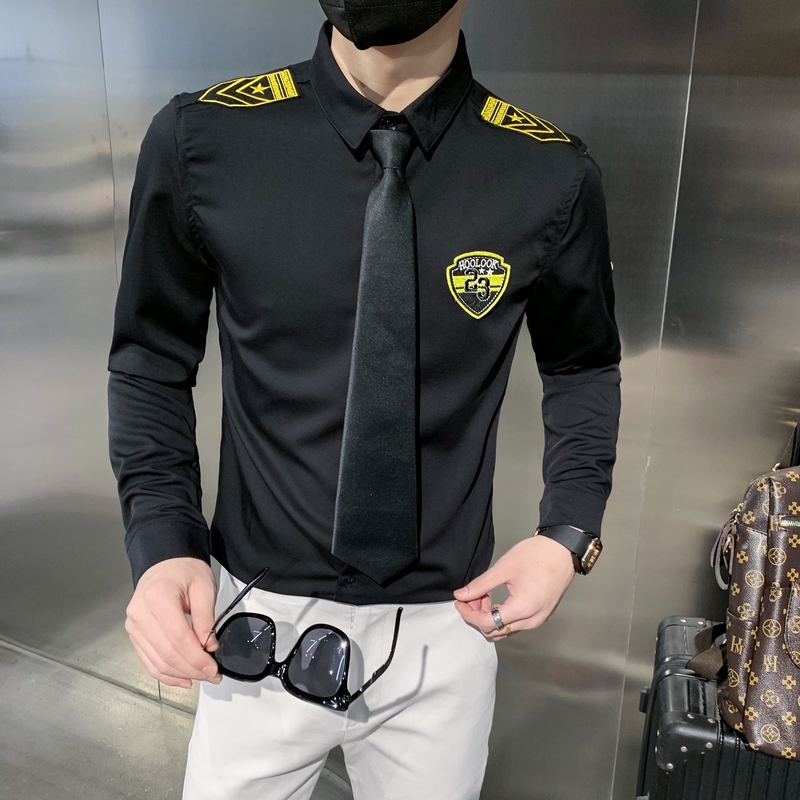 714-D516P45/店主风2025男女同款空少军旅风衬衫发型师制服，男装衬衫，星座714(原C313)