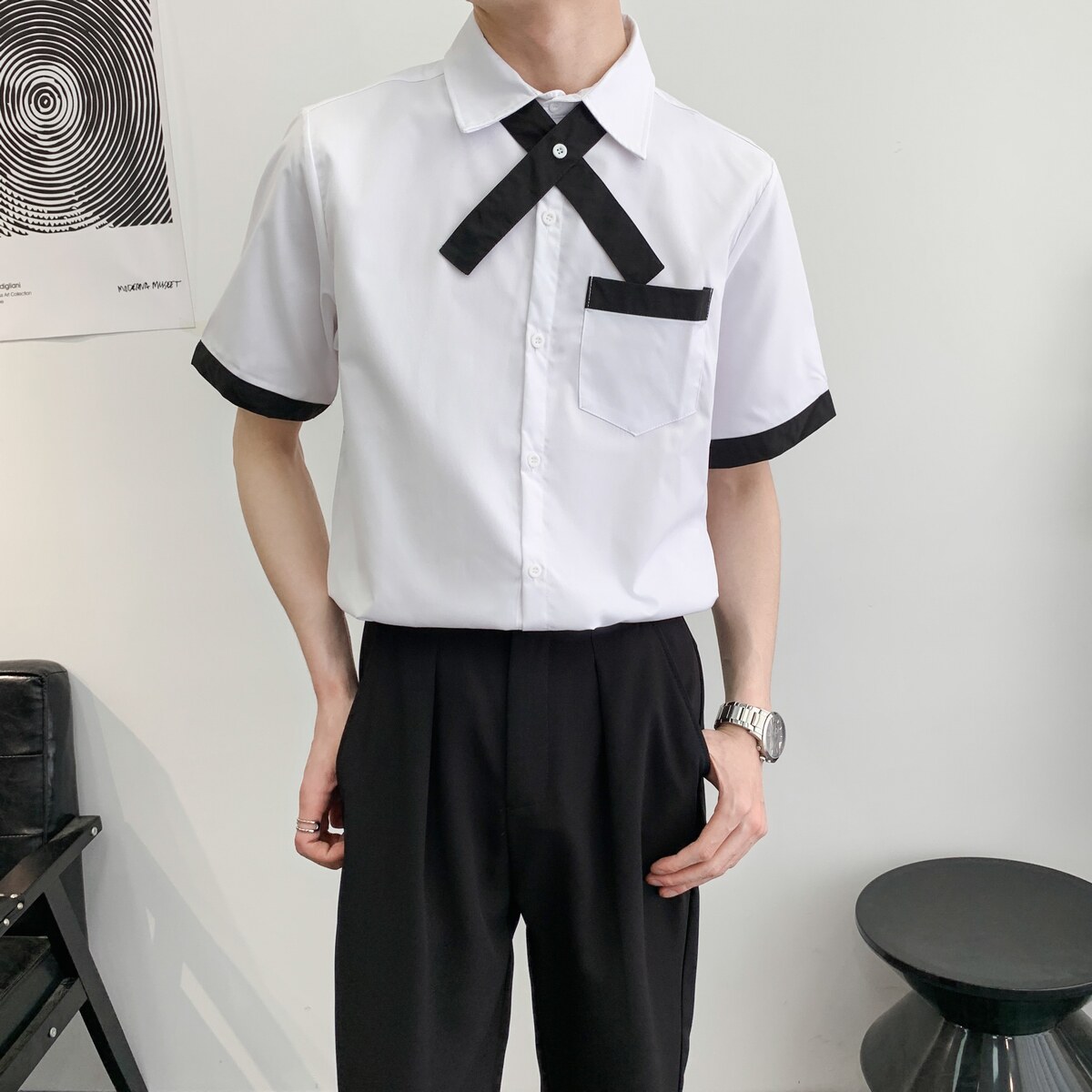 714A-C668P40控59/2025夏季短袖工作服衬衫餐厅美容美发制服衬衣,男装衬衫,星座714A（原电商C314）