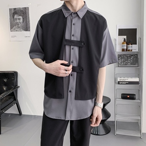 714A-H3055P55控79/2025夏季假两件工作服衬衫发型师夜店奶茶店图片