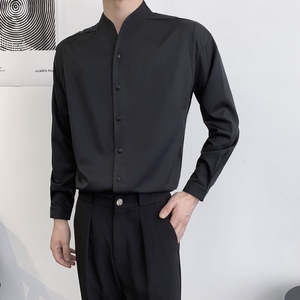 714A-D3041P45控69/2025秋季理发店工作服日系潮版制服立领风图片