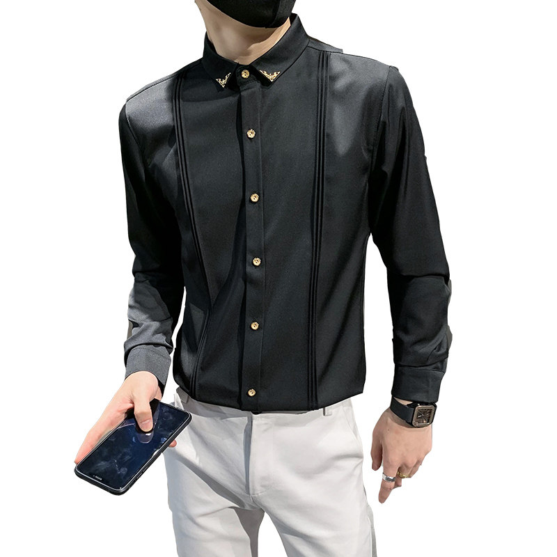 714-9223P40/店主风2025春季男士工作服衬衫潮流制服衬衣男,男装衬衫,星座714(原C313)