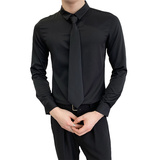 714A-C3021送黑领带P33控48/2025春季男士修身垂感白衬衫商务休闲，男装衬衫，星座714A（原电商C314）