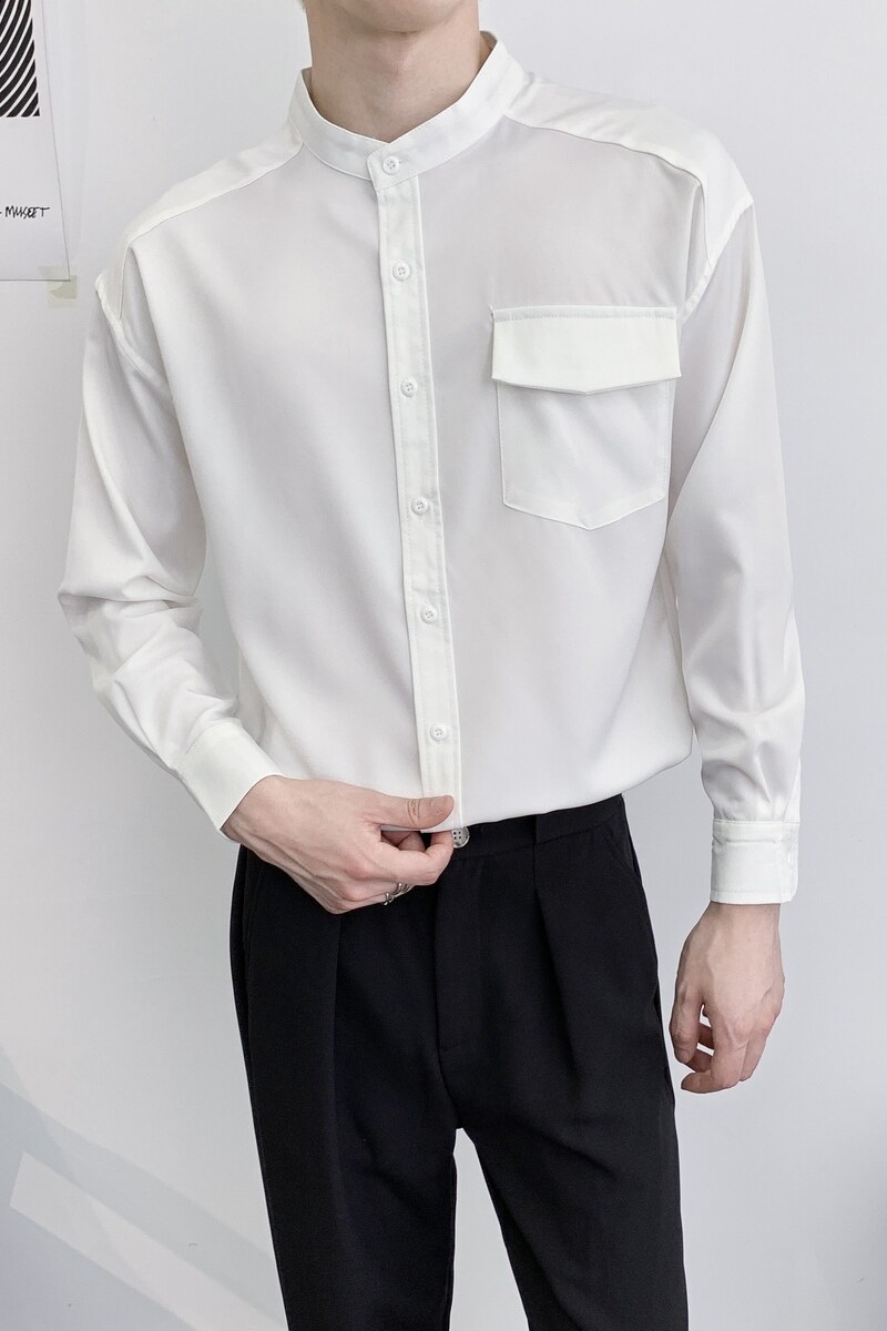 714A-D3036P45控69/2025秋季男士工作服衬衫宽松圆领ktv发型师装,男装衬衫,星座714A（原电商C314）