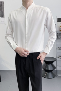 714A-D3041P45控69/2025春季新款日系宽松理发店工作服潮流衬衫图片