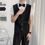 714A-H6009P55控79/2025夏季男士假两件马甲工作服衬衫短袖制服，男装T恤，星座714A（原电商C314）