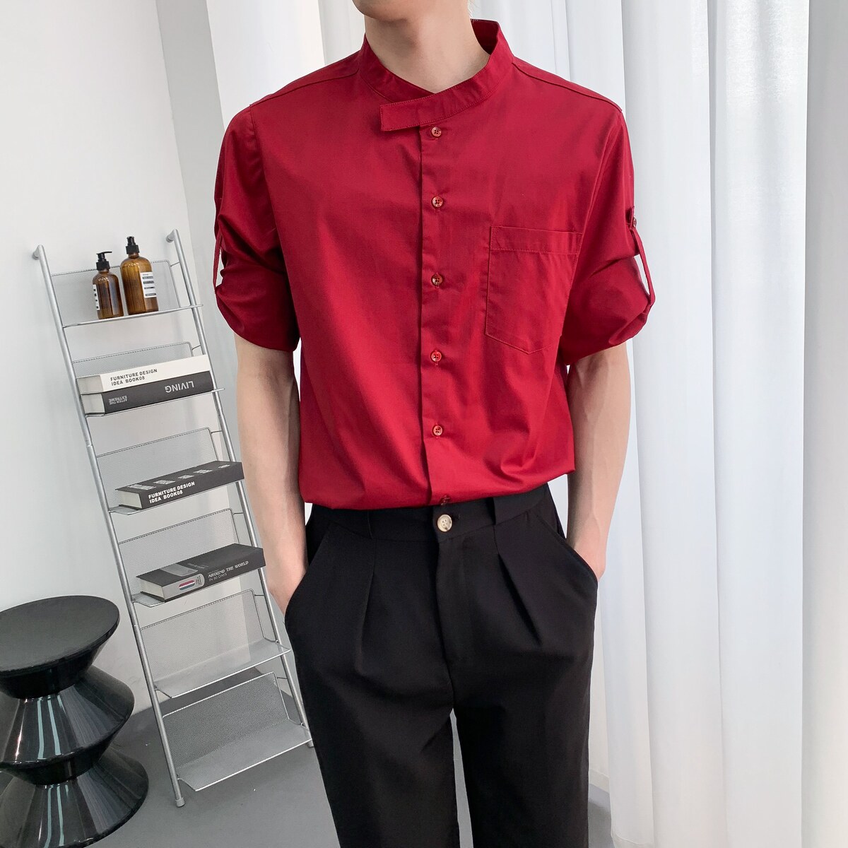 714A-F3076P50控69/2025春夏1分袖短袖两穿餐厅发型师工作服衬衫,男装衬衫,星座714A（原电商C314）