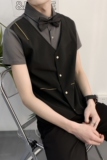 714A-H6009P55控79/2025夏季男士假两件马甲工作服衬衫短袖制服，男装T恤，星座714A（原电商C314）