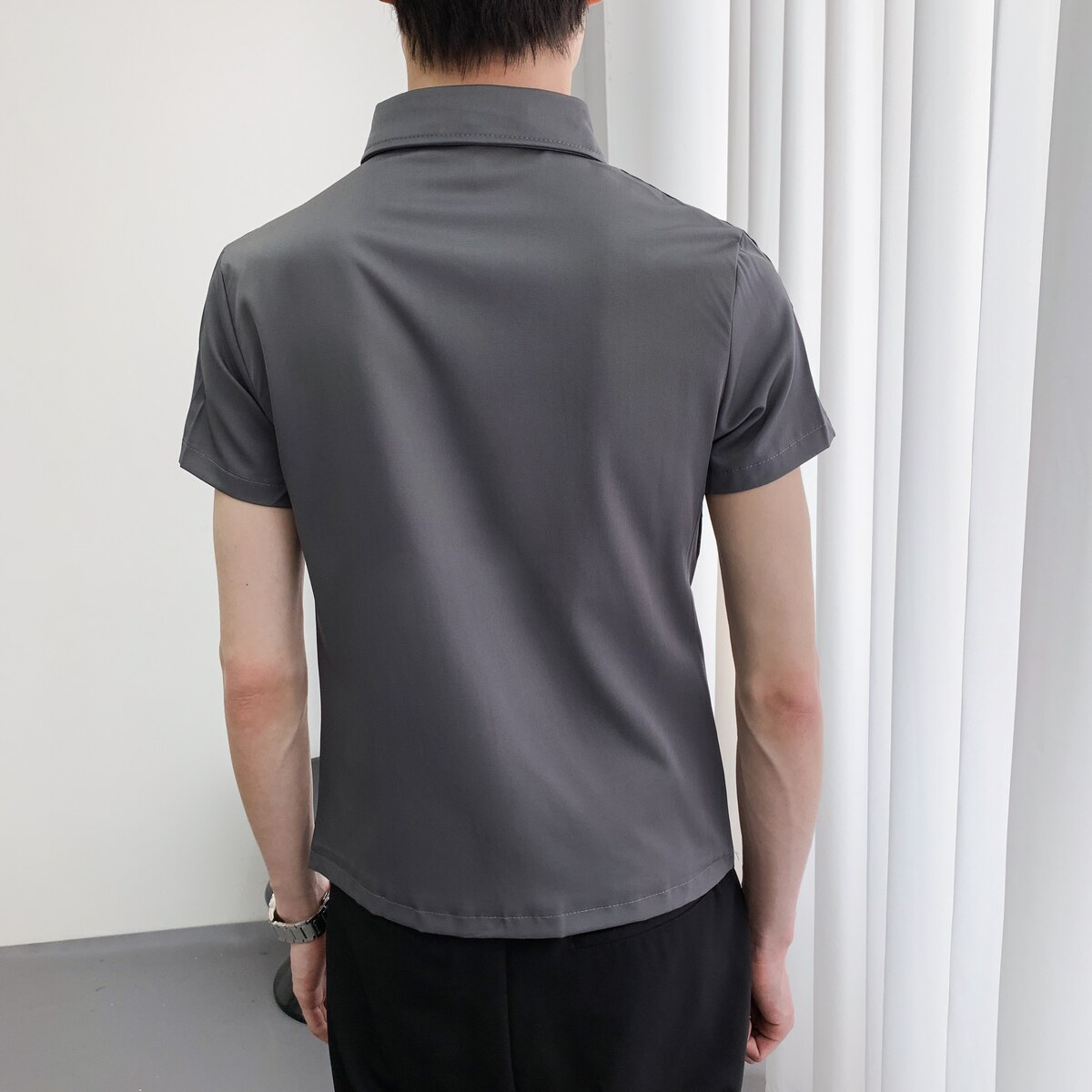 714A-H672P55控79/2025新款短袖衬衫假两件工作服衬衣潮流制服装,男装衬衫,星座714A（原电商C314）