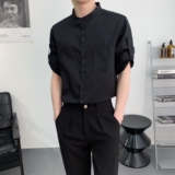 714A-F3076P50控69/2025春夏长短两穿奶茶店餐厅发型师工作服，男装衬衫，星座714A（原电商C314）