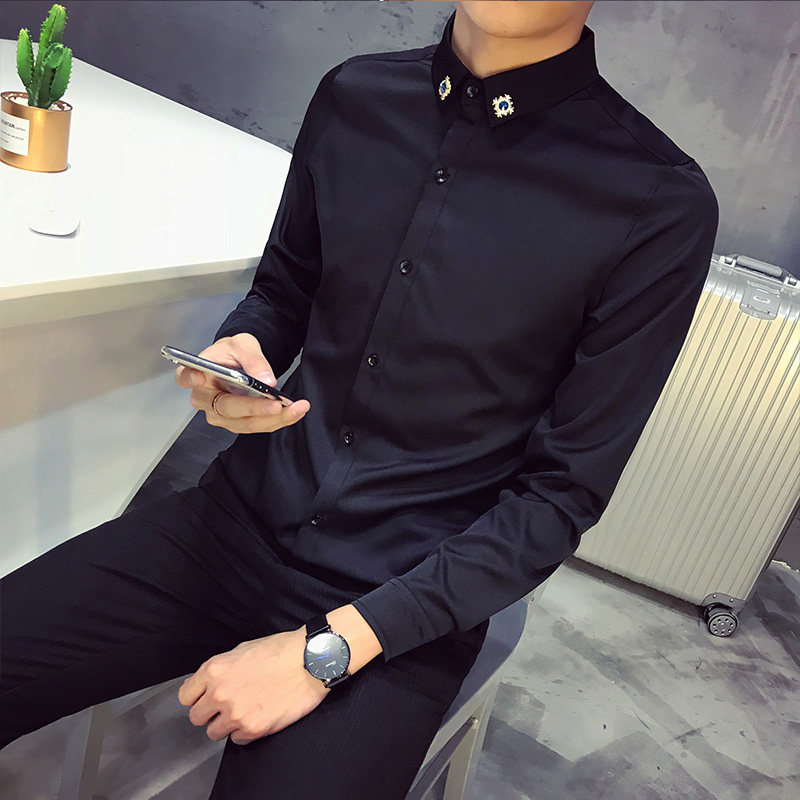 714-D13P45/社会小伙店主风2025春季男士青少年伴郎服衬衫S-5XL,男装衬衫,星座714(原C313)
