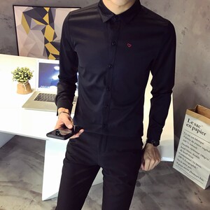 714-D16P45/社会小伙店主风2025春男士发型师长袖衬衫工作S-5XL图片