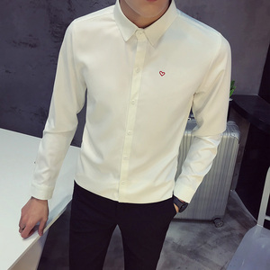 714-D16P45/社会小伙店主风2025春男士发型师长袖衬衫工作S-5XL图片