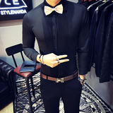 9207/店主风2025春季男长袖衬衫白色礼服92.9%聚酯7.1%氨纶P45，男装衬衫，星座714(原C313)