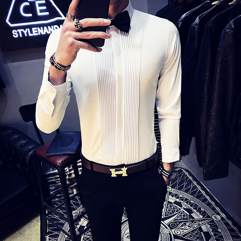9207/店主风2026春季男长袖衬衫酒红色法式礼服衬衣团体服P45,男装衬衫,星座714(原C313)