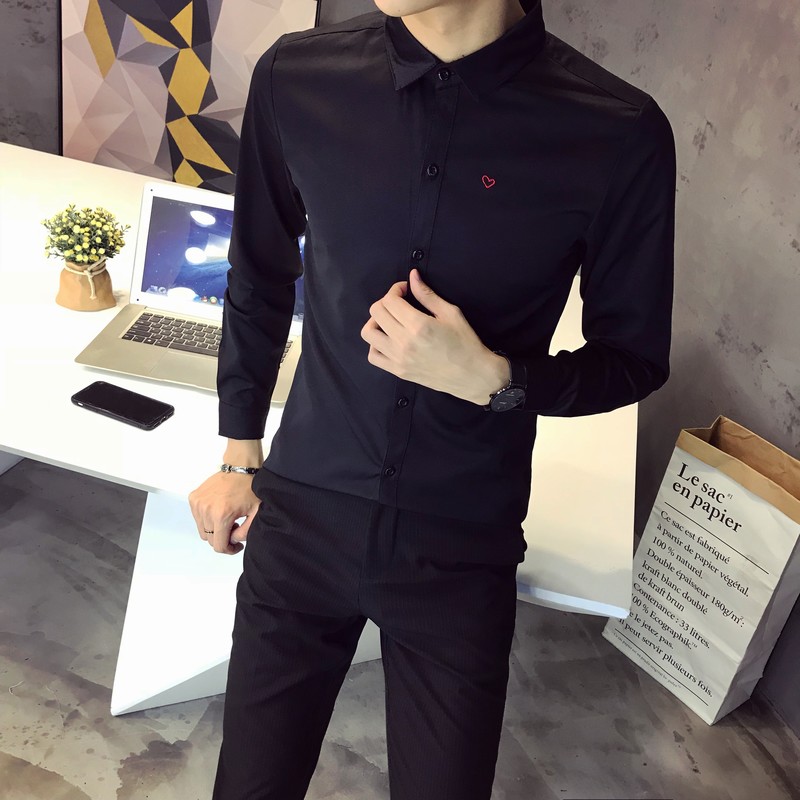 714-D16P45/社会小伙店主风2025春季韩版男士修身爱心衬衫S-5XL，男装衬衫，星座714(原C313)