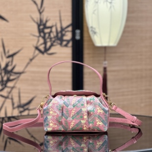非遗名家张和才蜀锦新中式国风包包女包粉色手提枕头包小包斜挎包