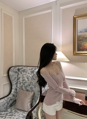 Yumeo钰 香芋蛋糕～很迷人的紫色蕾丝吊带针织上衣