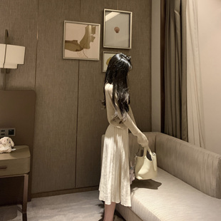 Yumeo钰 针织裙半身裙高领毛衣百褶裙显瘦a字裙长裙 百搭百褶裙