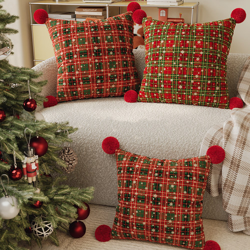 圣诞沙发抱枕靠垫枕套腰靠垫含芯装饰氛围感床头靠枕靠背垫可拆洗