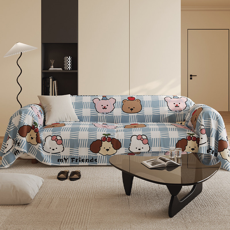 韩系卡通夏四季通用沙发盖巾垫直排套罩盖布全包防滑防尘仿麻夏天,居家布艺,沙发套,淘宝优惠券,粉丝福利购,淘宝优惠卷