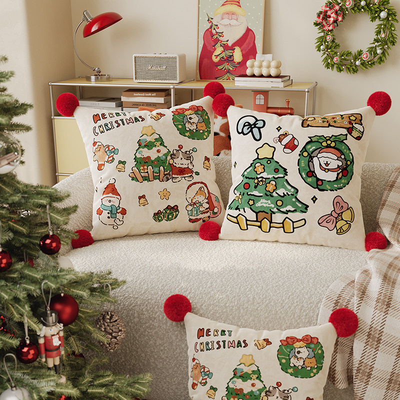 卡通圣诞沙发抱枕客厅靠枕装饰氛围感卧室床头靠垫靠背含芯可拆洗,居家布艺,靠垫/抱枕,淘宝优惠券,粉丝福利购,淘宝优惠卷