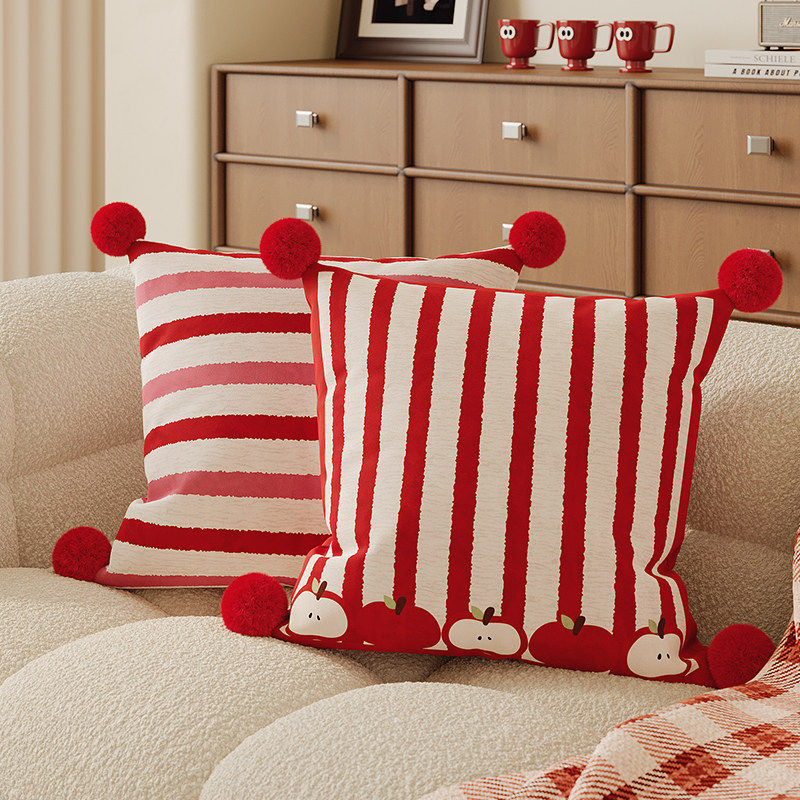 红色喜庆抱枕套客厅沙发新年卧室床头床上靠背靠垫腰靠含芯可拆洗