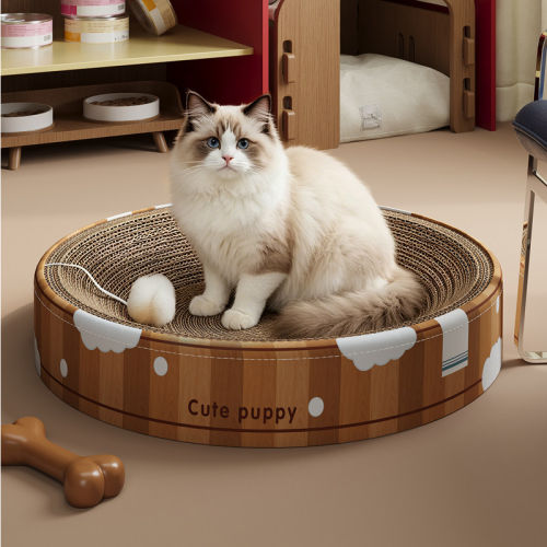 简约复古猫抓板猫窝一体圆形耐磨不掉屑耐抓猫咪猫抓盆猫爪板玩具