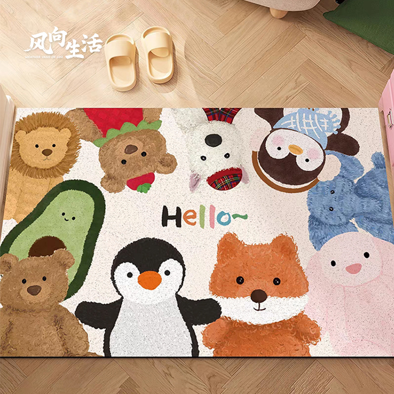 卡通可爱入户门地垫进门门口门垫防滑耐脏丝圈地毯可裁剪家用脚垫