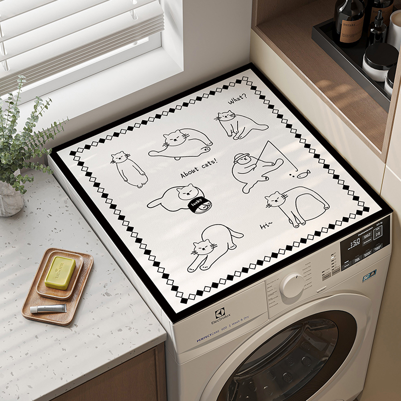 滚筒洗衣机盖垫台面保护垫卡通防晒防水防尘罩冰箱盖布床头柜垫子