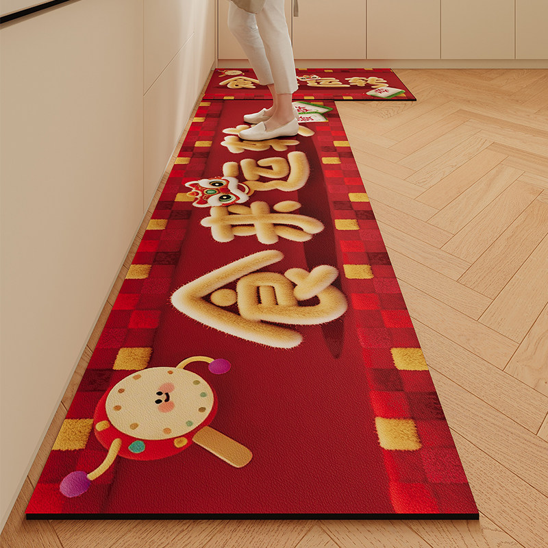 新年红色厨房地垫防滑防油洗碗槽吸水垫转角厨房吸水喜庆专用地垫,居家布艺,厨房地垫,淘宝优惠券,粉丝福利购,淘宝优惠卷