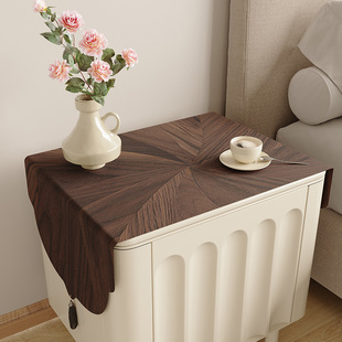 复古木纹轻奢床头柜盖布布置装饰桌布2025新款氛围感防尘防晒台布