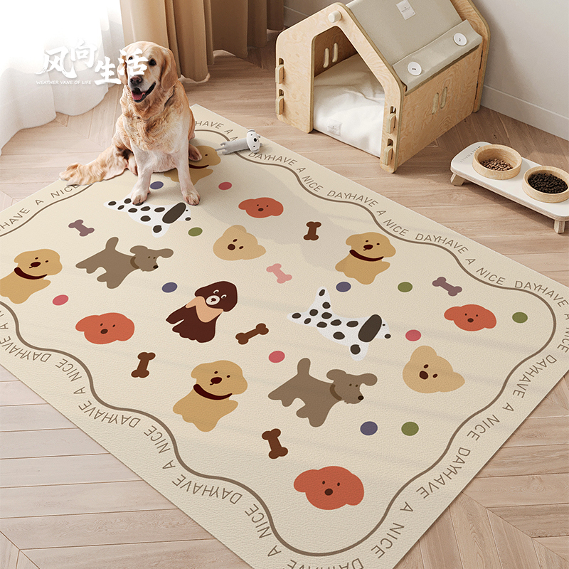 卡通宠物地垫防水防尿pvc养狗专用围栏地毯猫咪餐垫防滑家用脚垫