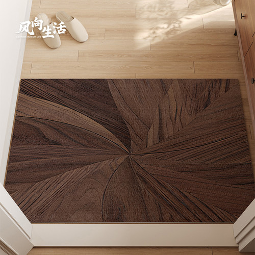 木纹入户门地垫轻奢高级进门门口玄关门垫耐脏防滑地毯可裁剪脚垫