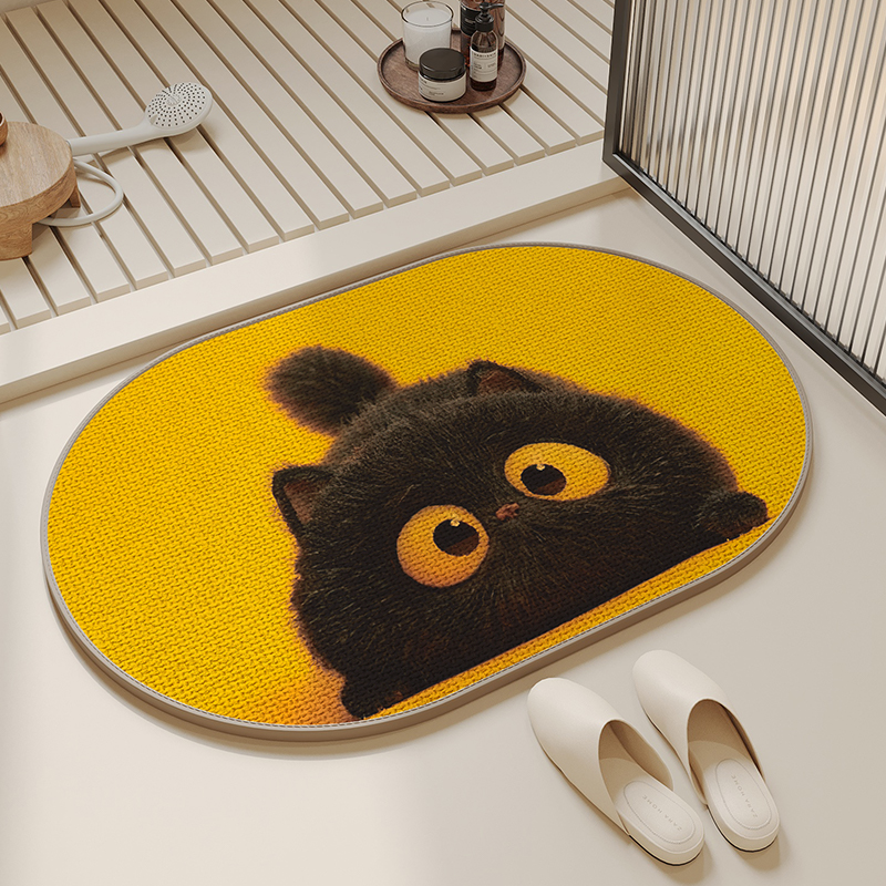新款亚麻编织浴室地垫卫生间吸水垫厕所防滑垫脚垫进门垫速干地毯
