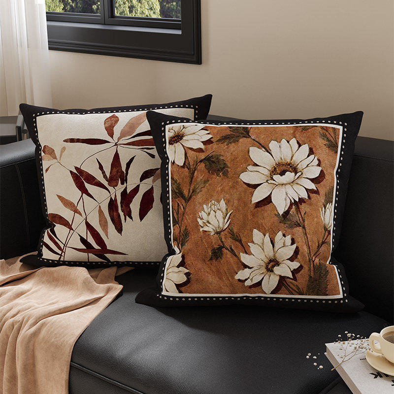 复古客厅中古风沙发抱枕芯腰枕靠背垫卧室床头床上腰靠含芯可拆洗