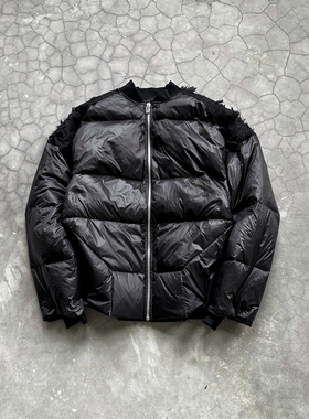 ARNODEFRANCE 燃烧破坏拼接羽绒服黑色